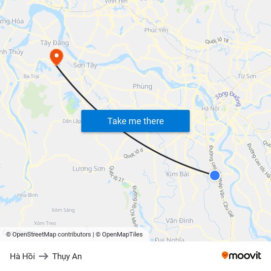 Hà Hồi to Thụy An map