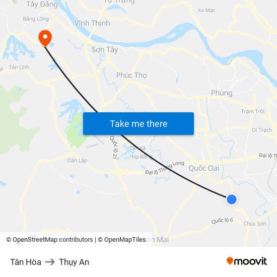 Tân Hòa to Thụy An map