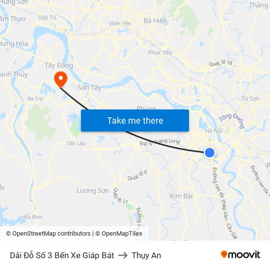 Dải Đỗ Số 3 Bến Xe Giáp Bát to Thụy An map