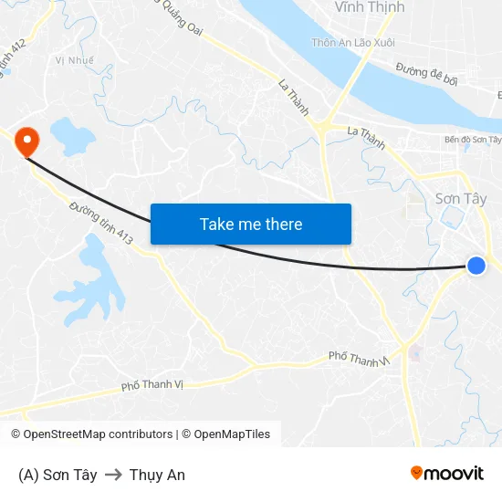 (A) Sơn Tây to Thụy An map