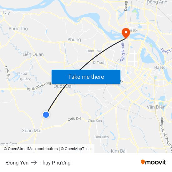 Đông Yên to Thụy Phương map