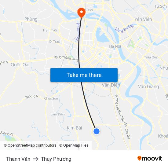 Thanh Văn to Thụy Phương map