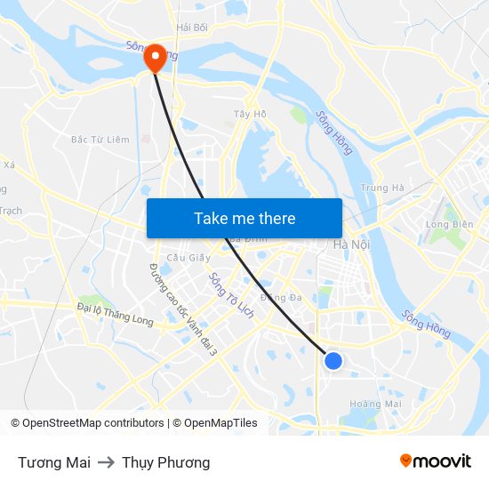 Tương Mai to Thụy Phương map