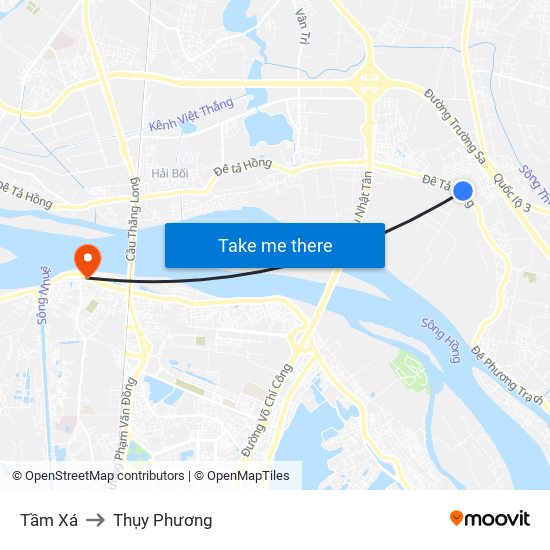 Tầm Xá to Thụy Phương map