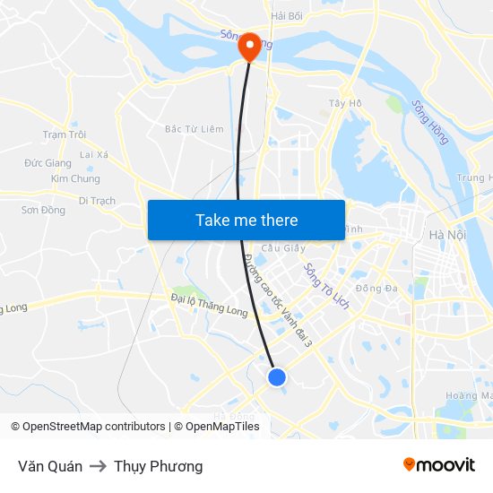 Văn Quán to Thụy Phương map