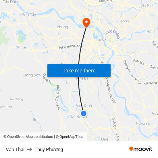 Vạn Thái to Thụy Phương map