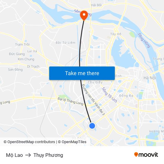 Mộ Lao to Thụy Phương map