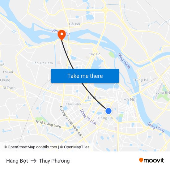 Hàng Bột to Thụy Phương map