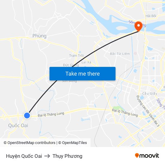 Huyện Quốc Oai to Thụy Phương map