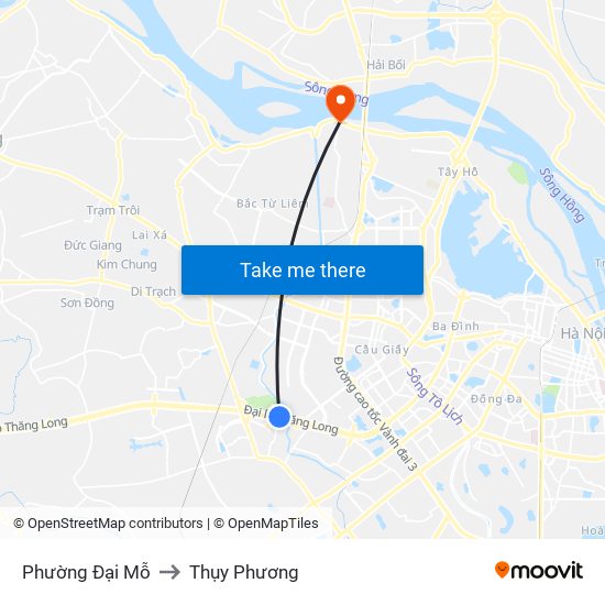 Phường Đại Mỗ to Thụy Phương map