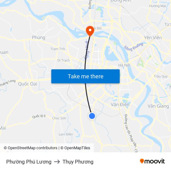 Phường Phú Lương to Thụy Phương map