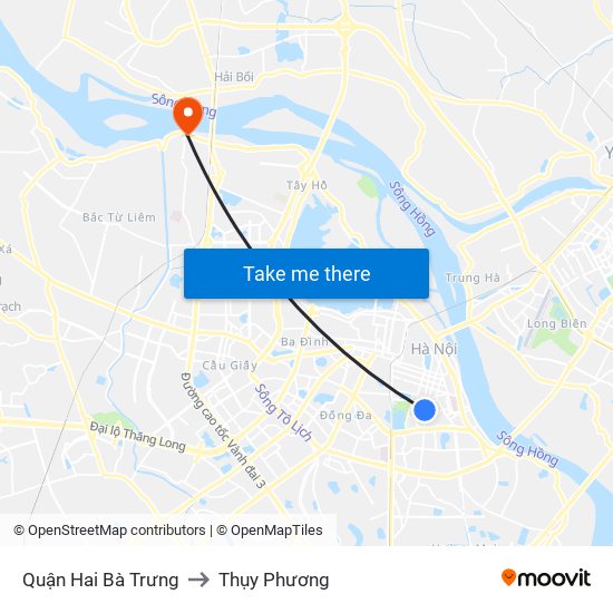 Quận Hai Bà Trưng to Thụy Phương map