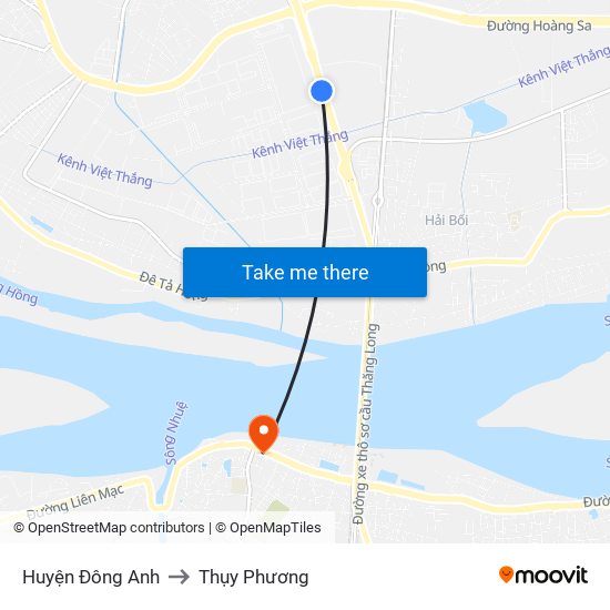 Huyện Đông Anh to Thụy Phương map