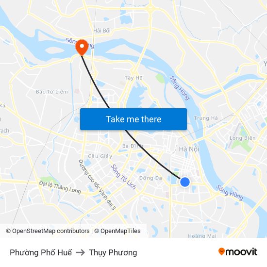 Phường Phố Huế to Thụy Phương map