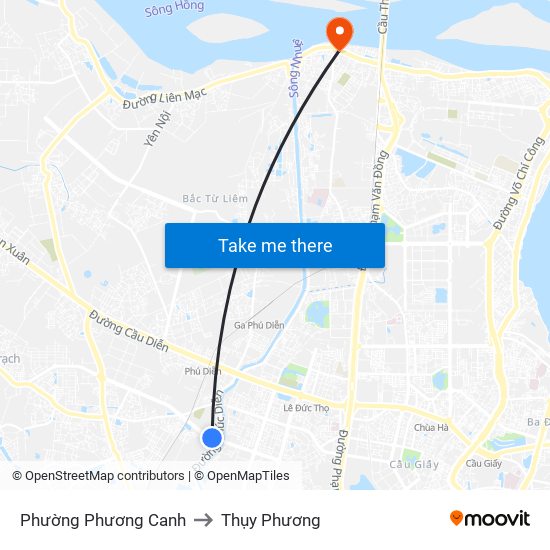 Phường Phương Canh to Thụy Phương map