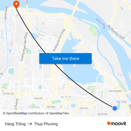 Hàng Trống to Thụy Phương map