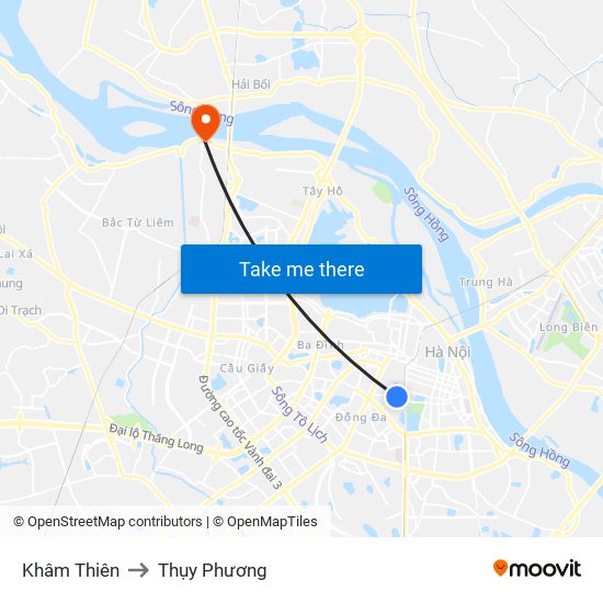 Khâm Thiên to Thụy Phương map