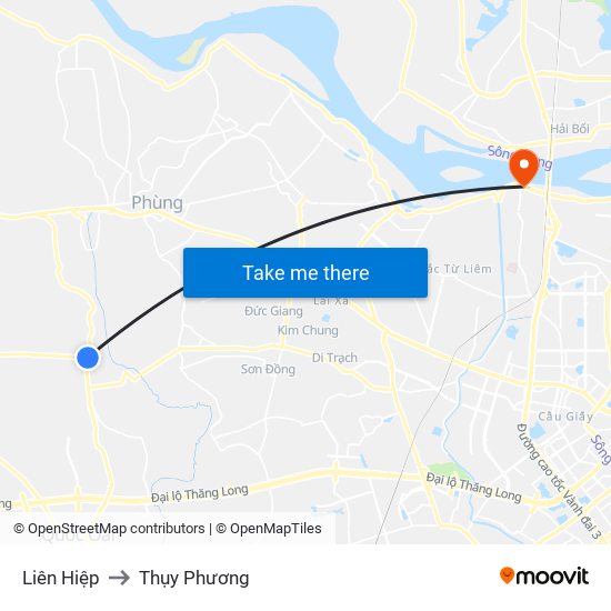 Liên Hiệp to Thụy Phương map