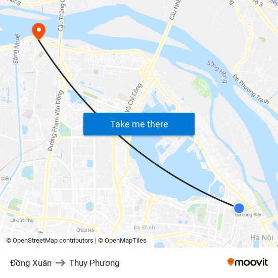 Đồng Xuân to Thụy Phương map