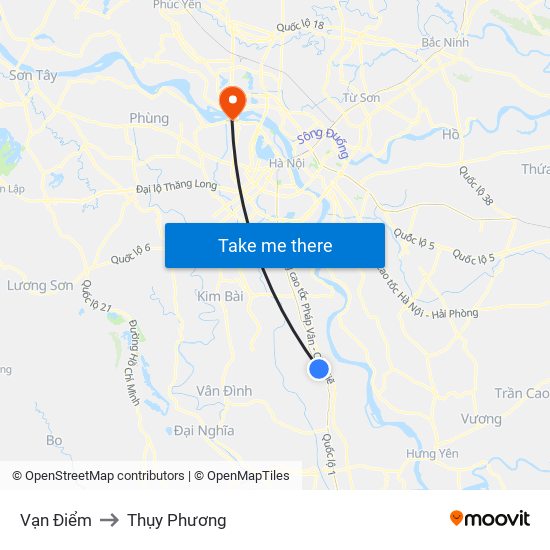 Vạn Điểm to Thụy Phương map