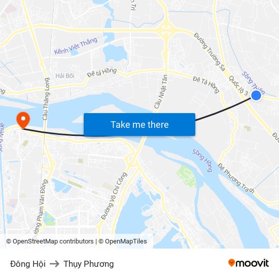 Đông Hội to Thụy Phương map