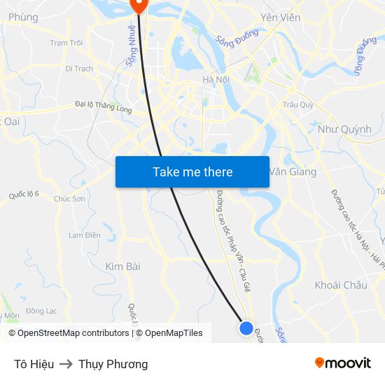 Tô Hiệu to Thụy Phương map