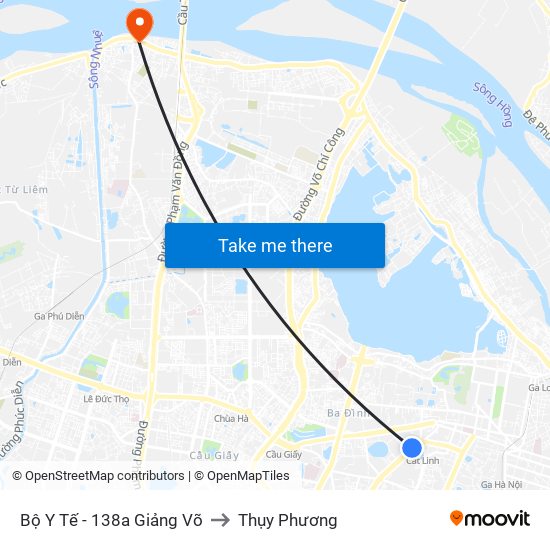 Bộ Y Tế - 138a Giảng Võ to Thụy Phương map