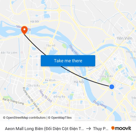 Aeon Mall Long Biên (Đối Diện Cột Điện T4a/2a-B Đường Cổ Linh) to Thụy Phương map