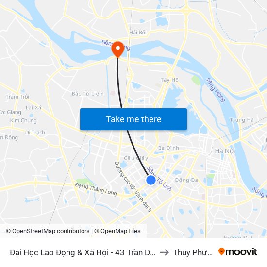 Đại Học Lao Động & Xã Hội - 43 Trần Duy Hưng to Thụy Phương map