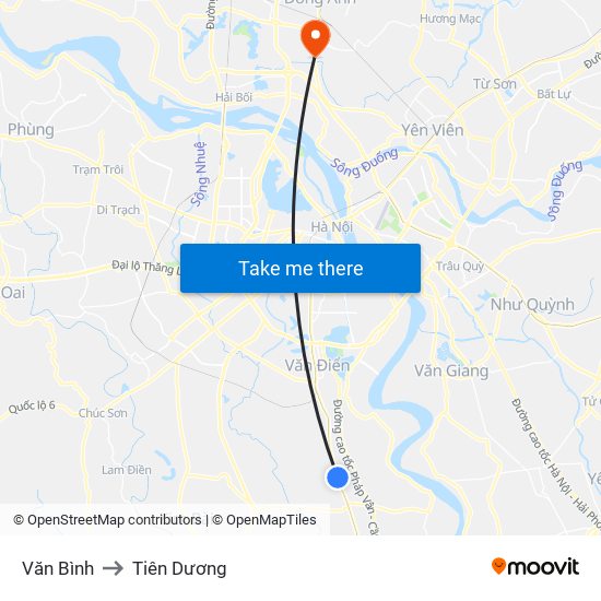 Văn Bình to Tiên Dương map