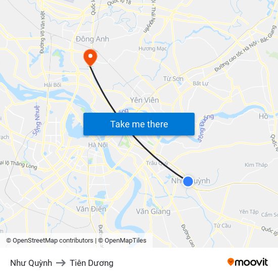 Như Quỳnh to Tiên Dương map