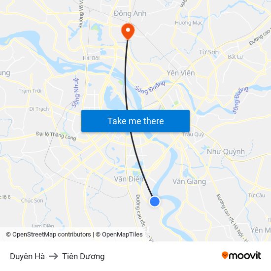 Duyên Hà to Tiên Dương map