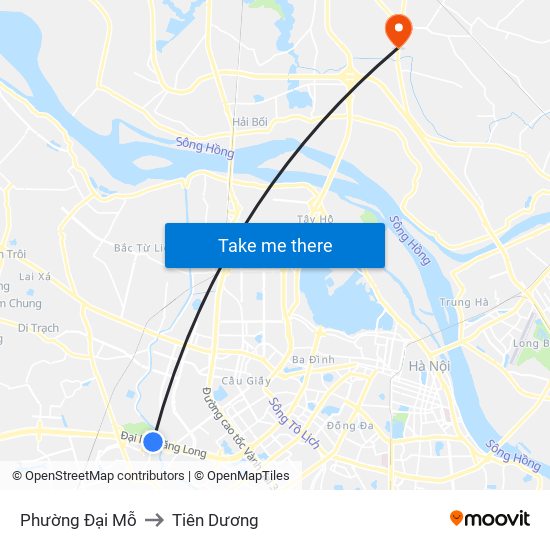 Phường Đại Mỗ to Tiên Dương map