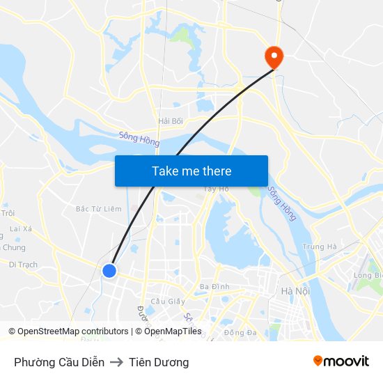 Phường Cầu Diễn to Tiên Dương map