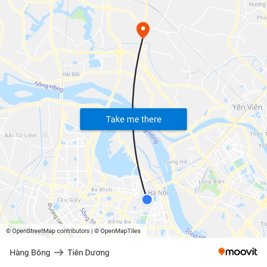 Hàng Bông to Tiên Dương map