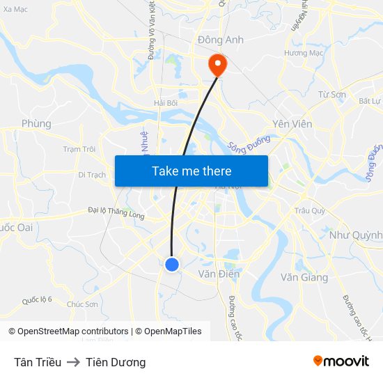 Tân Triều to Tiên Dương map