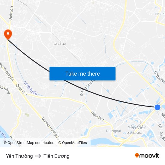 Yên Thường to Tiên Dương map
