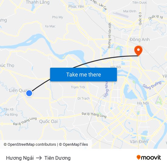 Hương Ngải to Tiên Dương map