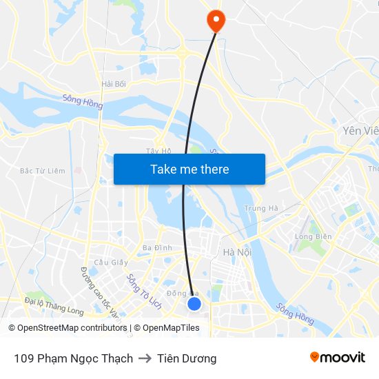 109 Phạm Ngọc Thạch to Tiên Dương map