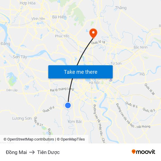 Đồng Mai to Tiên Dược map