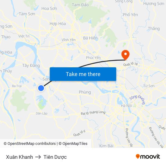 Xuân Khanh to Tiên Dược map