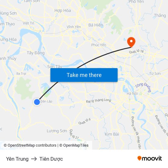 Yên Trung to Tiên Dược map