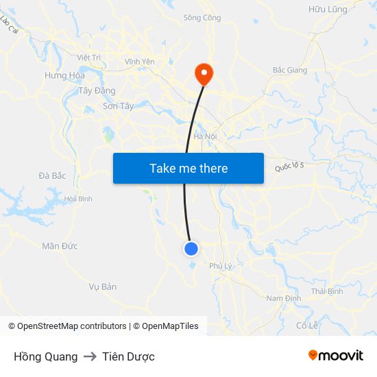 Hồng Quang to Tiên Dược map