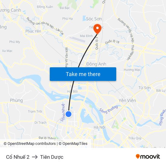 Cổ Nhuế 2 to Tiên Dược map