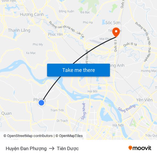 Huyện Đan Phượng to Tiên Dược map