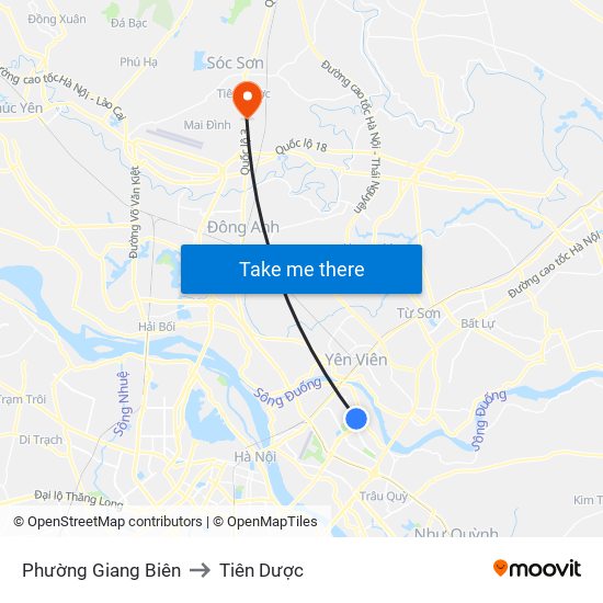 Phường Giang Biên to Tiên Dược map
