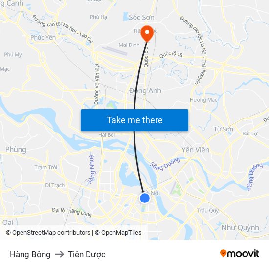 Hàng Bông to Tiên Dược map