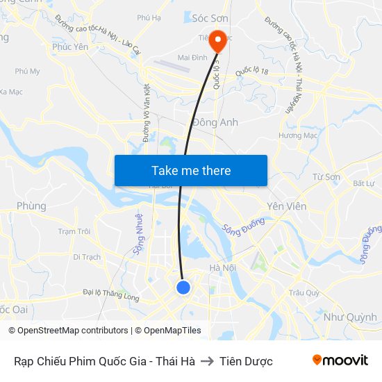 Rạp Chiếu Phim Quốc Gia - Thái Hà to Tiên Dược map