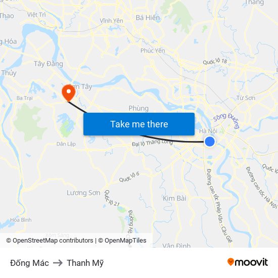 Đống Mác to Thanh Mỹ map