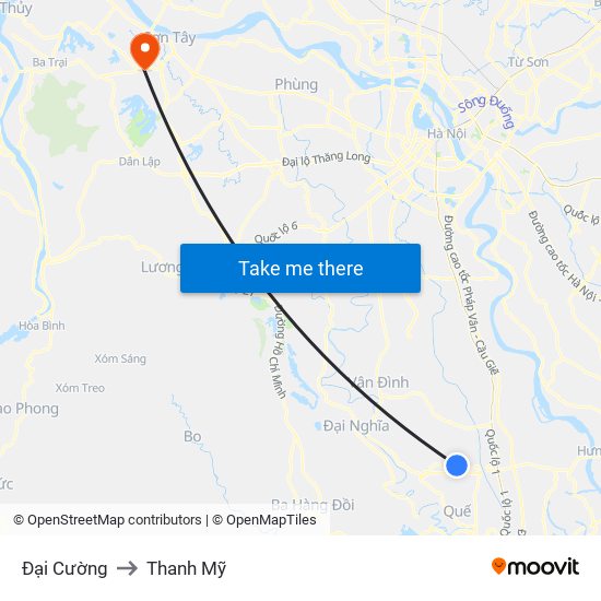 Đại Cường to Thanh Mỹ map